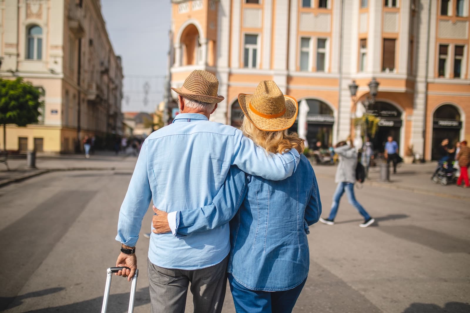 Senior couple traveling
