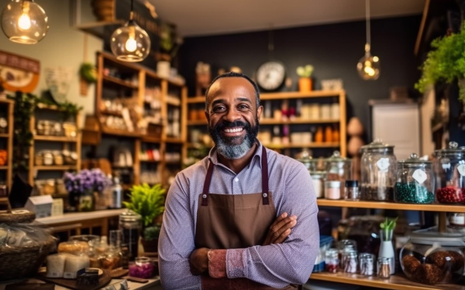 Smiling male business owner in a shop